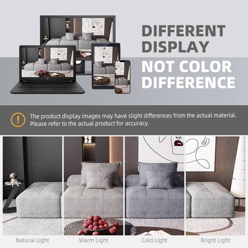 Modern Oversized Modular Sectional Sofa with 2 Ottoman and 2 seat, with 4 Pillows,4 PCS DIY Combination Tufted Sofa