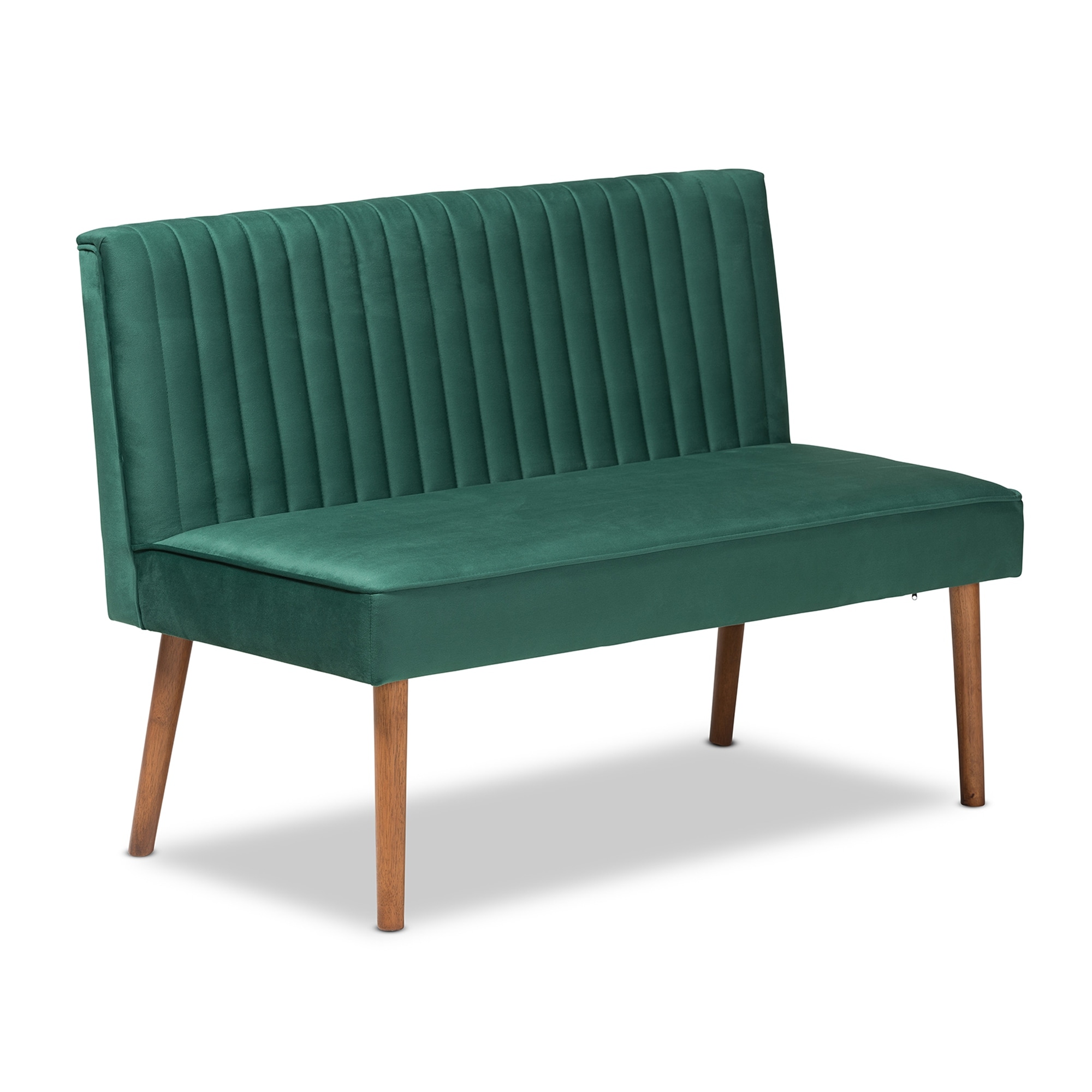 Alvis Mid-Century Emerald Green Velvet Upholstered Wood Dining Nook Set