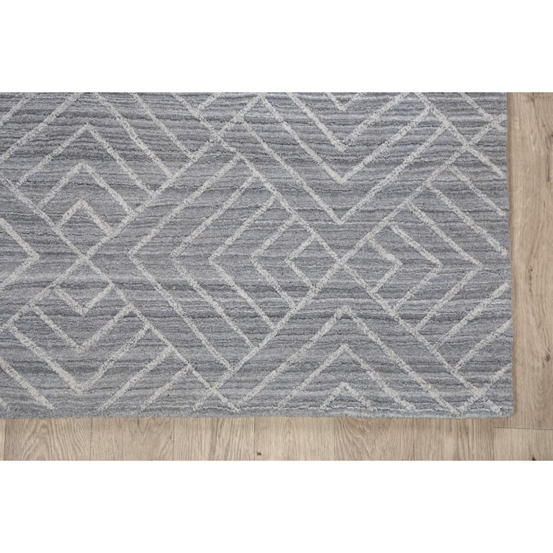 Grey Geometric Modern Moroccan Oriental Area Rug Wool Hand-knotted - 5'1" x 7'10"