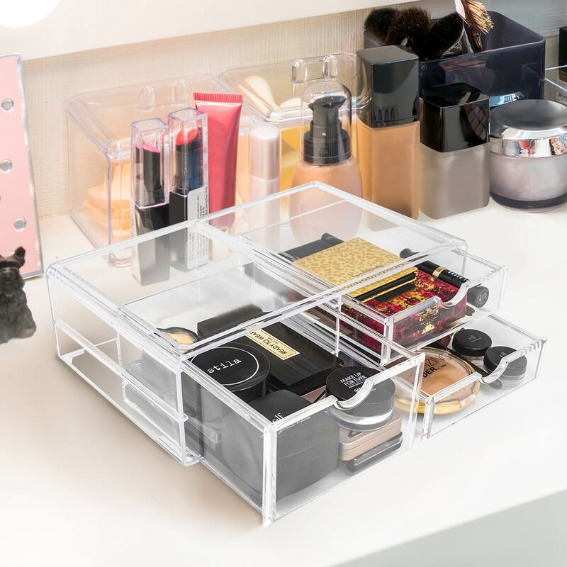 Sorbus Large Stackable Acrylic Drawers - Clear Storage Drawers for Organizing Make up, Nail Polish, Hair Accessories, and More