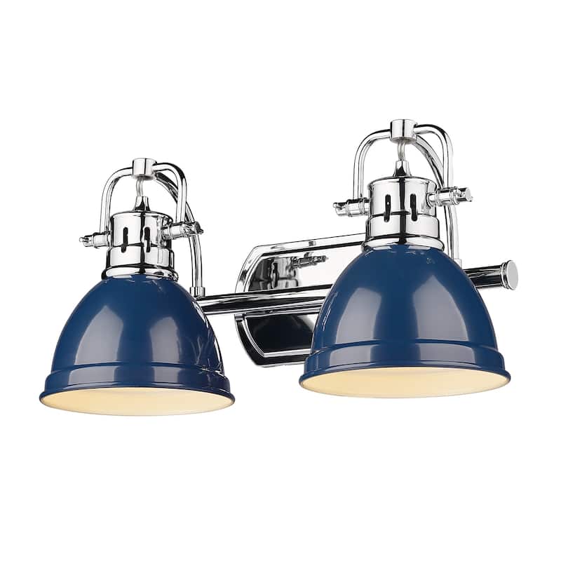 Duncan 2-Light Bath Vanity - Chrome with Navy Blue