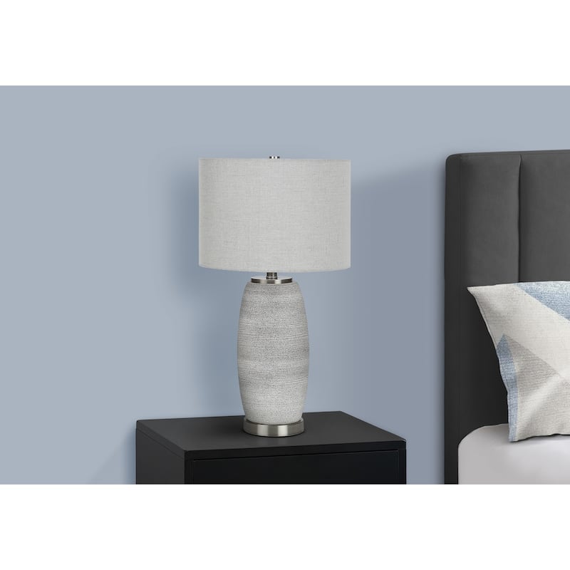 Lighting, 25"h, Table Lamp, Grey Ceramic, Grey Shade, Modern