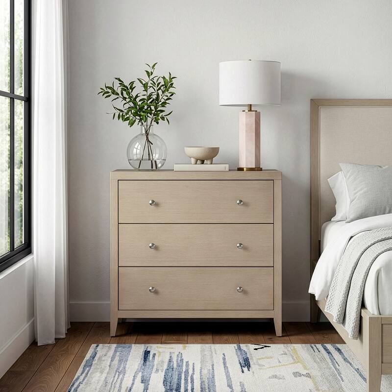 Dana 34 in. W Rectangular Wood 3 Drawer Chest - Antique Taupe