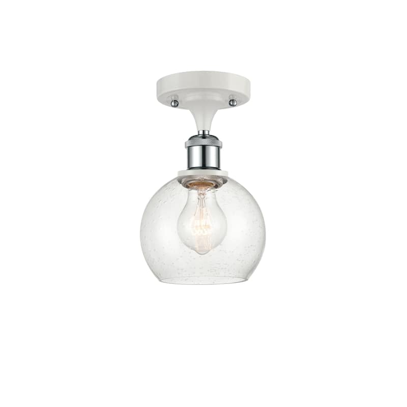 Innovations Lighting Athens - 1 Light 6" Semi-Flush Mount - White and Polished Chrome/Seedy