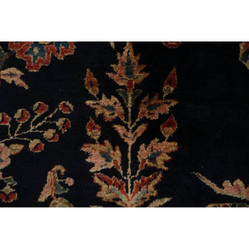 Hand Knotted Oriental 100% Wool Carpet Traditional Floral Navy Blue & Blues Sarouk Area Rug - 17' 3'' X 11' 4''