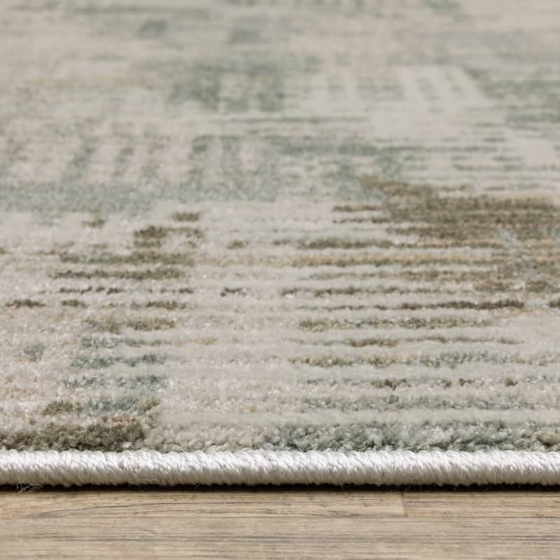 Melody Distressed Abstract Beige/ Blue Area Rug