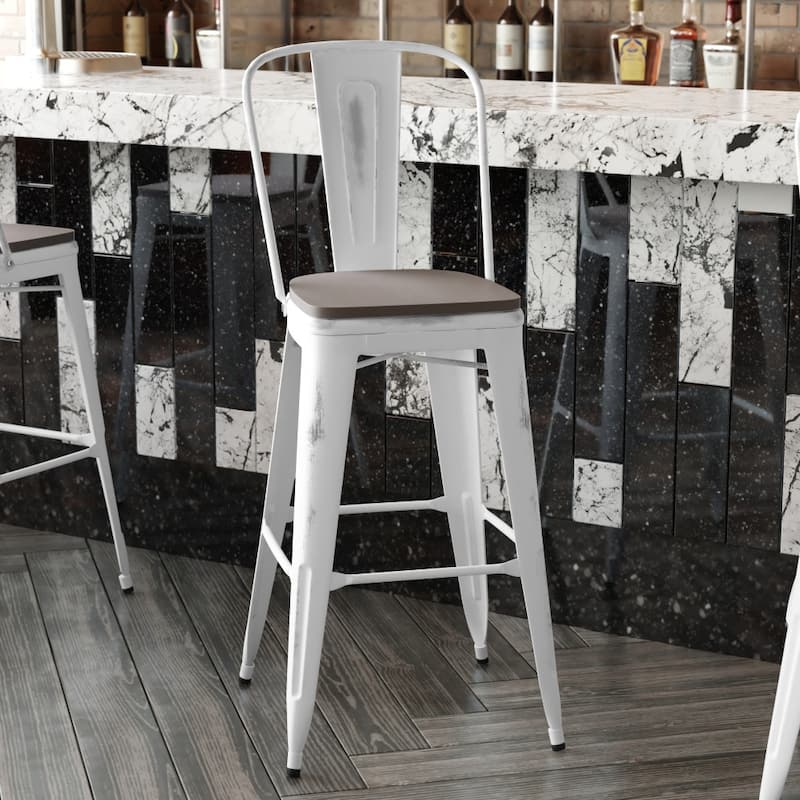 All-Weather Bar Height Stool with Poly Resin Seat
