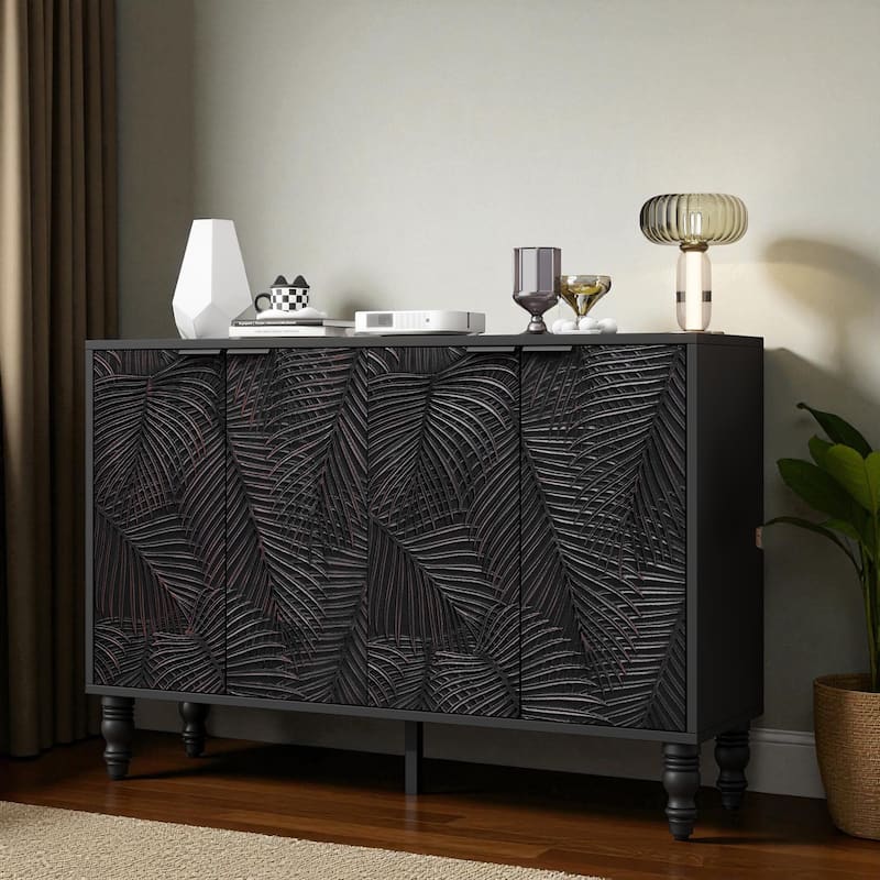 47.2'' Modern TV Stand for TVs up to 43'', Media Console Cabinet with 2 Cabinets, Adjustable Shelves & Solid Wood Legs