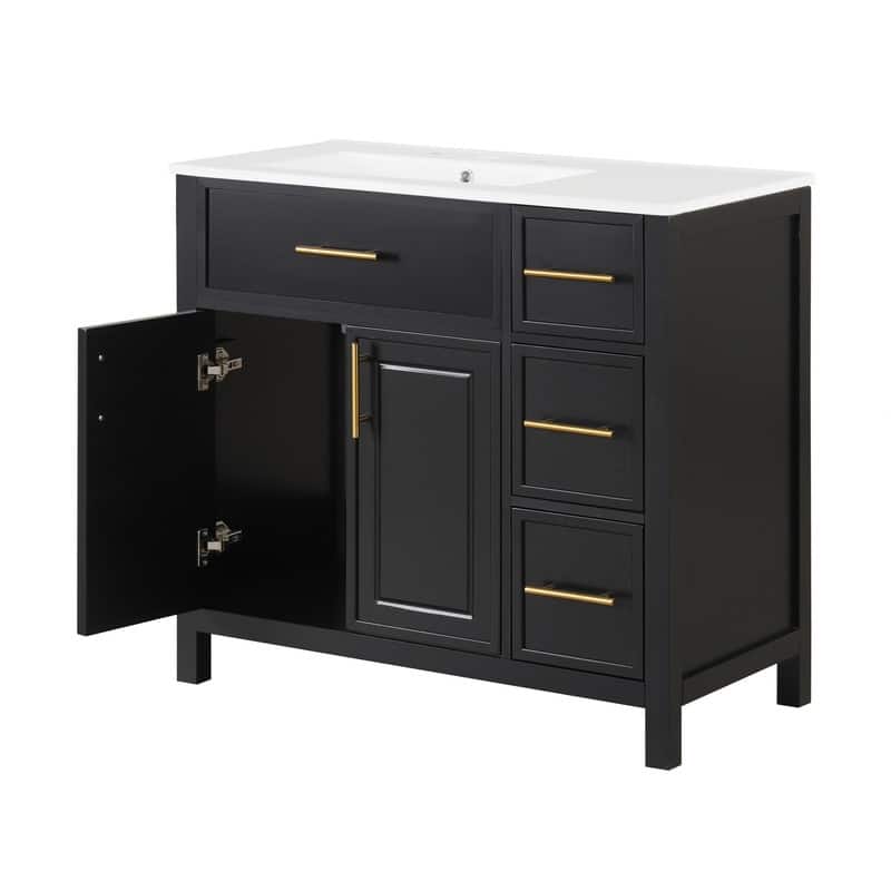 36" Modern Bathroom Vanity Set with Ceramic Sink, Storage Cabinet & Drawers