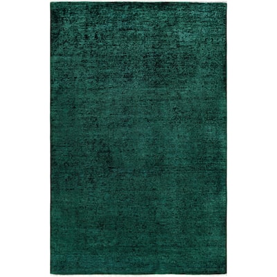 Overdyed One-of-a-Kind Hand-Knotted Area Rug - Green - 5' 1" x 7' 6"