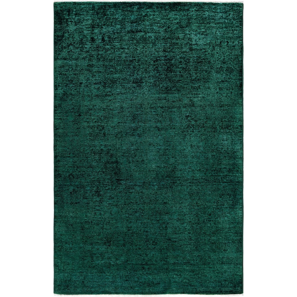 Overdyed One-of-a-Kind Hand-Knotted Area Rug - Green - 5' 1" x 7' 6"
