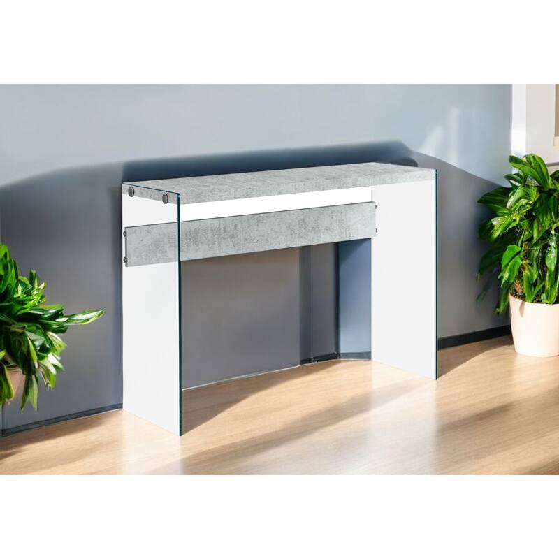 44" Stylish Modern Wood Top Console Table with Transparent Glass Base Modern Accent for Living Room - 44”L x 15.75”W x 32”H