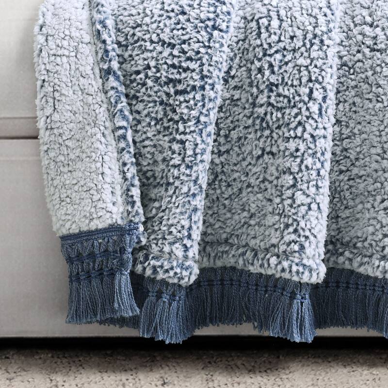Lush Decor Sherpa Tassel Fringe Throw Blanket