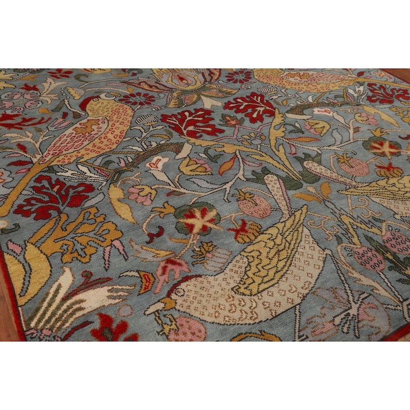 Animals Design Floral Gray Ziegler Indian Rug Handmade Wool Carpet - 8'8"x 11'8"