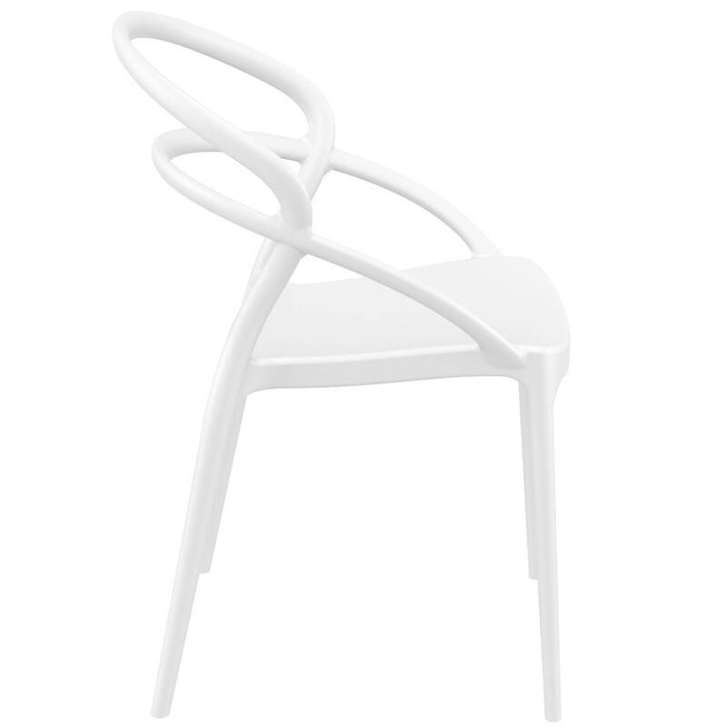 32.25" White Outdoor Patio Round Dining Chair