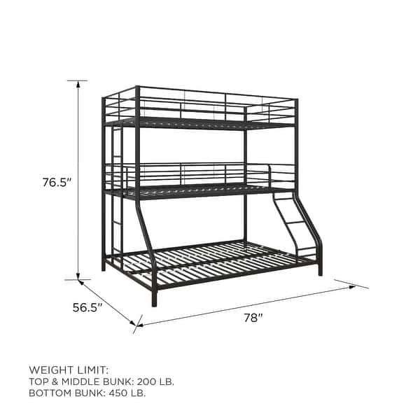 dimension image slide 5 of 6, Avenue Greene Quinton Triple Metal Bunk Bed