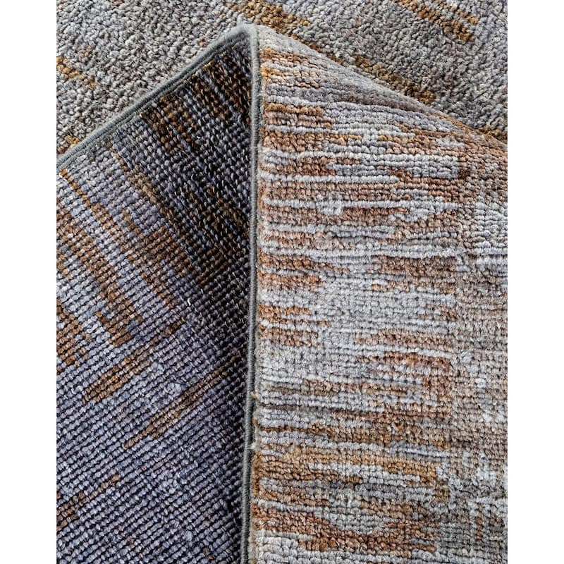 Overton Hand Knotted Wool Vintage Inspired Modern Contemporary Overdyed Gray Area Rug - 6' 2" x 8' 10"