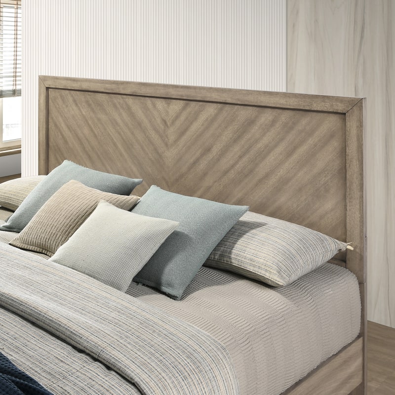Roundhill Furniture Arena Contemporary Wood Bedroom Set: Panel Bed, Dresser, Mirror, 2 Nightstands, Chest in Antique Gray