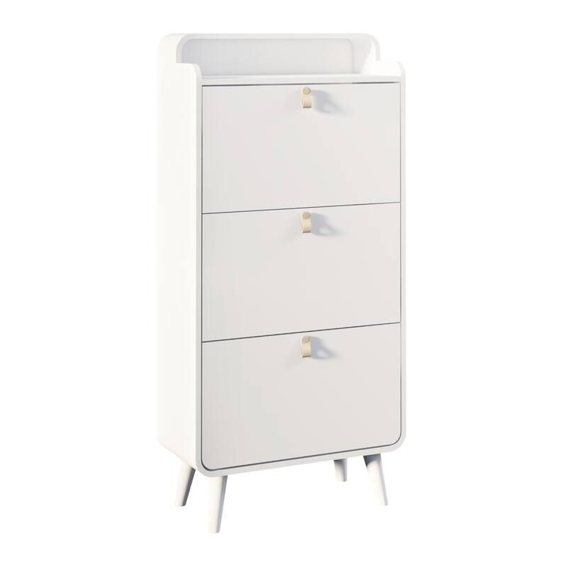 Compact Shoe Rack Storage Cabinet with 3 Drawers, Durable MDF Design for Entryways, Hallways and Apartments Organization