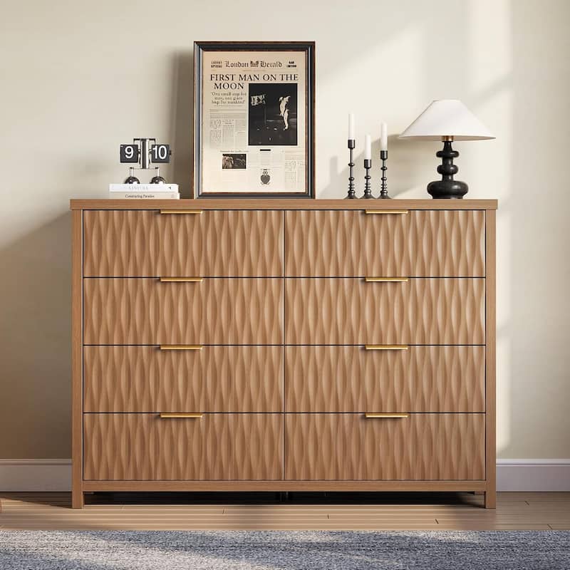 Fluted Bedroom Dresser Drawers TV Stand Drawer Organizer
