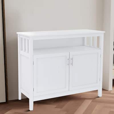 Classic Minimalist Wooden Sideboard with a Cabinet and an Open Storage Compartment