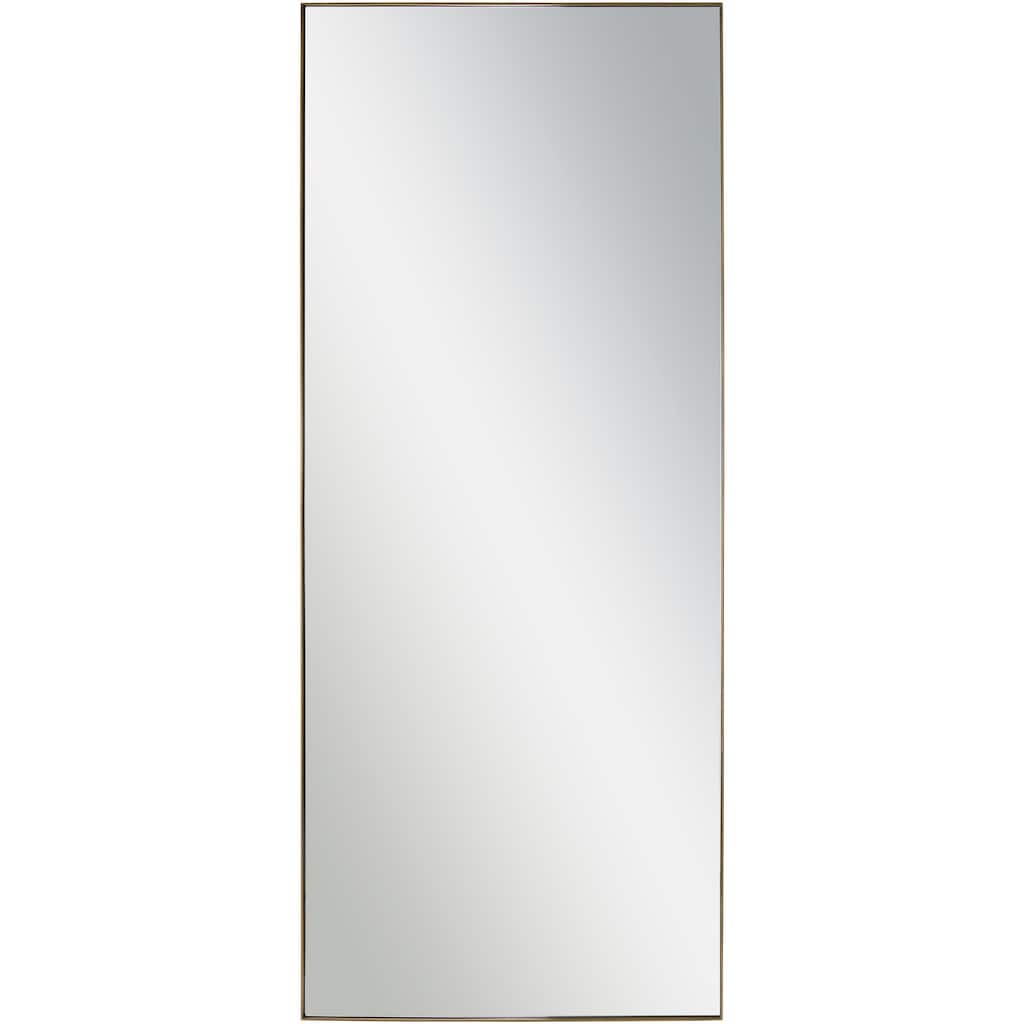 72" Antique Brass Glass Framed Rectangular Wall Mirror