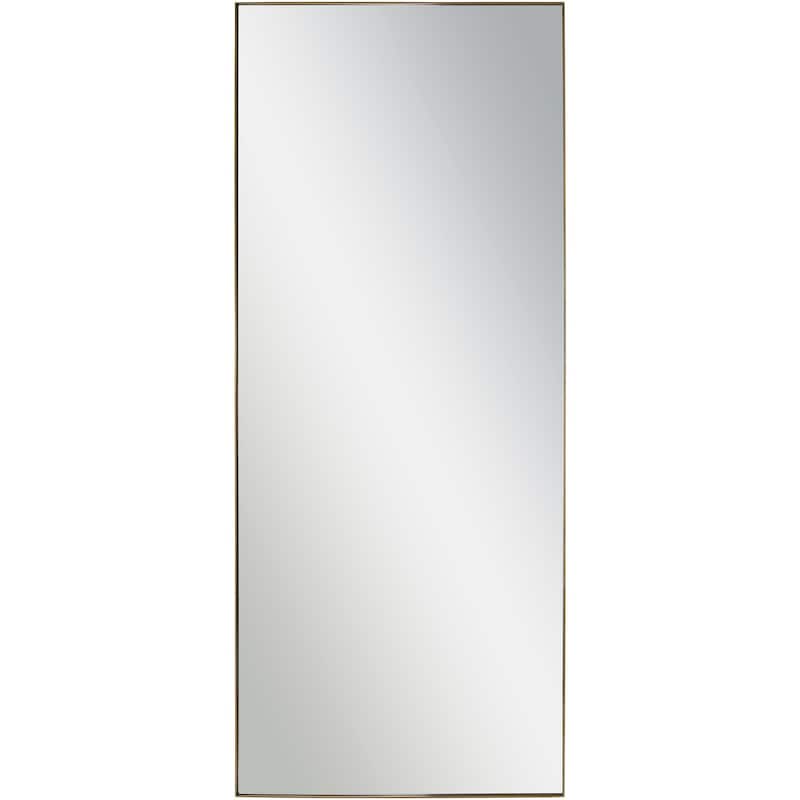 72" Antique Brass Glass Framed Rectangular Wall Mirror