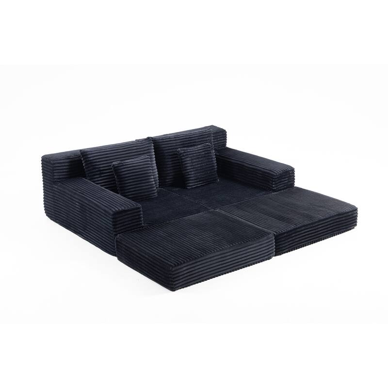 Double Chaise Lounge Sofa, Cloud Plush Sofa Bed, Upholstered Boneless Cloud Sofa Deep Seat, Sleeper Loveseat Chair