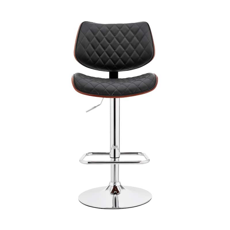 Faux Leather Adjustable Bar Stool with Swivel Seat and Chrome Matte Frame