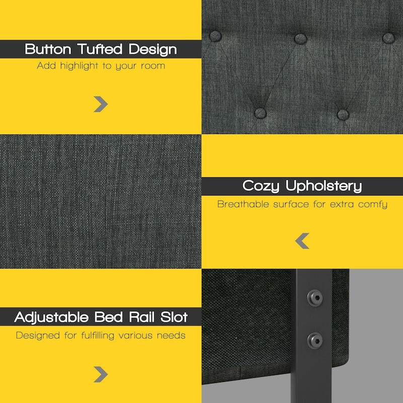 Queen Upholstered Headboard with Adjustable Heights