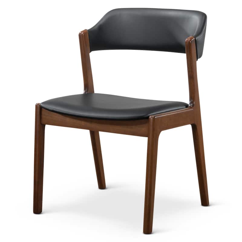 GDFStudio - Enzo Modern Mid-Century Dining Chair with Faux Leather Upholstery & Solid Wood Base, Set of 2 - 24.50"W