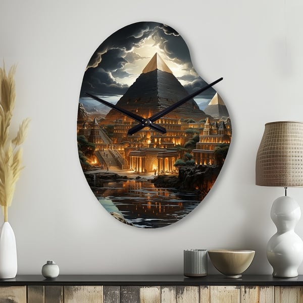 Designart - Pyramid Ancient Echoes I - Egypt Large Wall Clocks ...