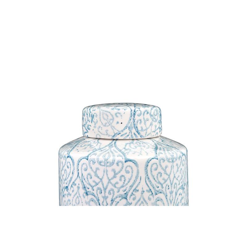 Blue & White Decorative Ginger Jar with Lid