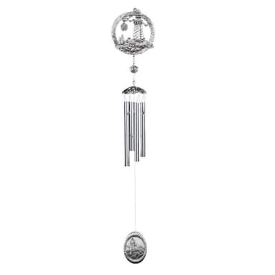 Q-Max 28" Long Pewter Lighthouse Wind Chime