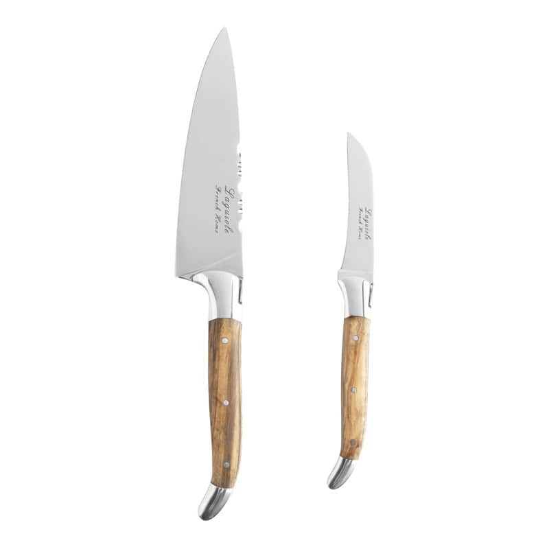 French Home 2-Piece Connoisseur Laguiole Vegetable Knife Set with Olive Wood Handles