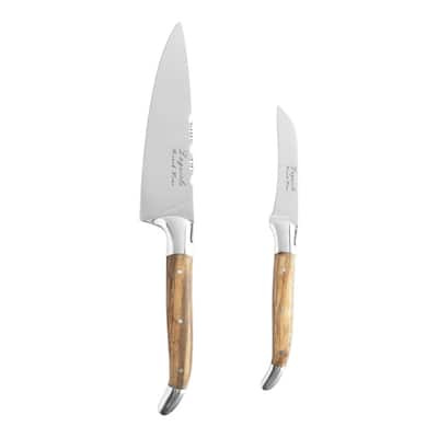 French Home 2-Piece Connoisseur Laguiole Vegetable Knife Set with Olive Wood Handles