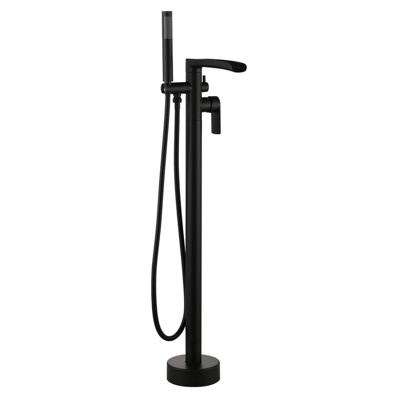 WOWOW Single Handle Freestanding Tub Faucet with Hand Shower - Matte Black
