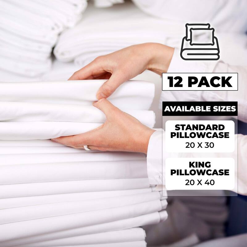 Cotton Blend Hotel Quality White Pillowcase Set of 12 by Superior