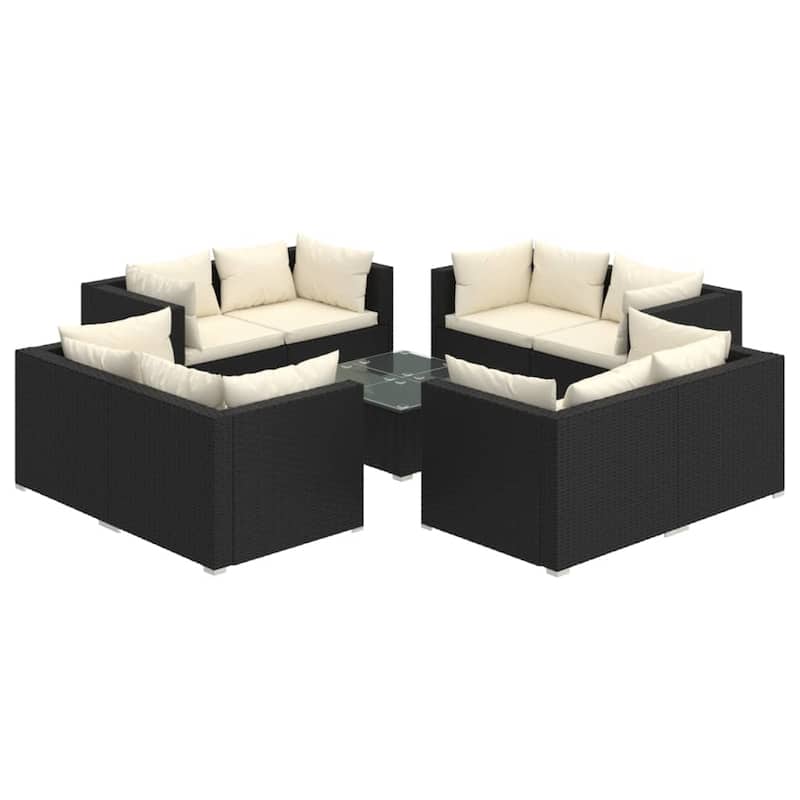 vidaXL Patio Lounge Set Outdoor Sectional Sofa Set Table Garden Poly Rattan - 27.6" x 27.6" x 23.8"