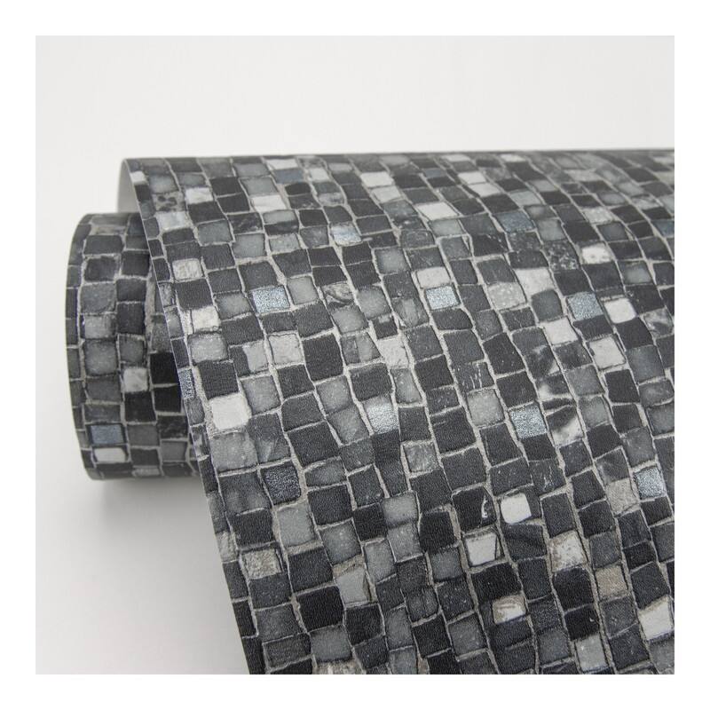 Advantage Ziggy Charcoal Stone Mosaic Wallpaper - 20.9 x 396 x 0.025