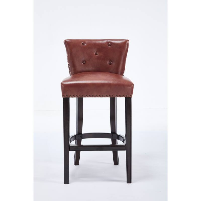 Bar Stools Set of 2,Seat Height 29.5" Leather Wooden Bar Stools