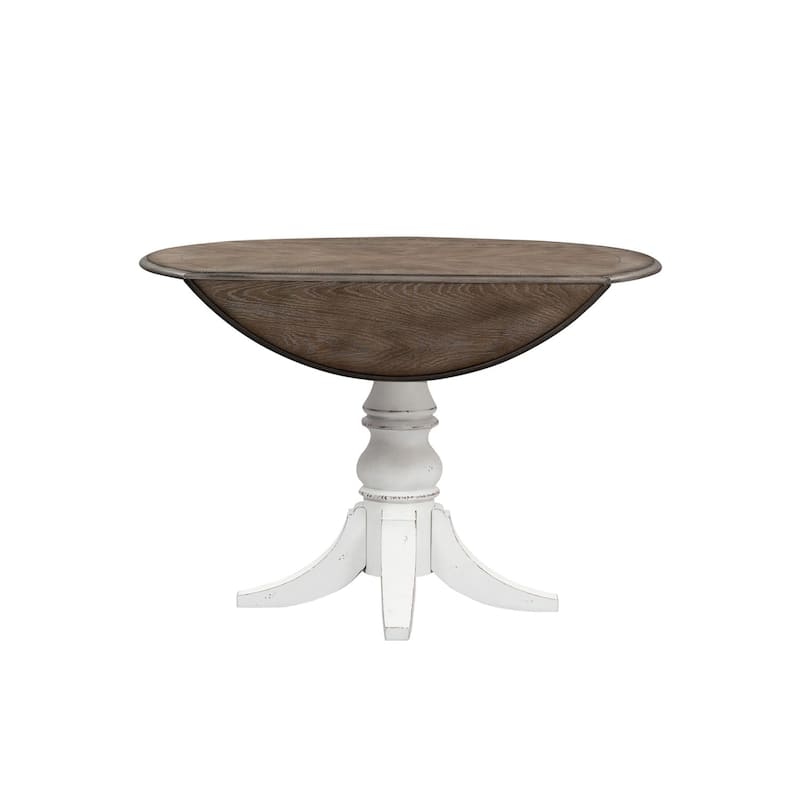 Magnolia Manor Antique White Weathered Bark Drop Leaf Table