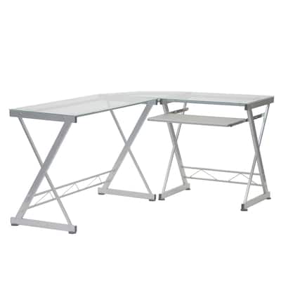 61.75" White Durable L-Shaped Computer Desk