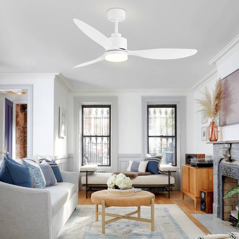 52-inch Ceiling Fans with LED Light Remote and Downrod(3-Blade) - All White