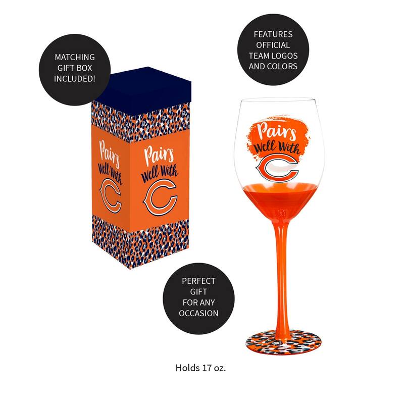 Chicago Bears, 17 oz Stemmed Wine Glass w/ Gift Box