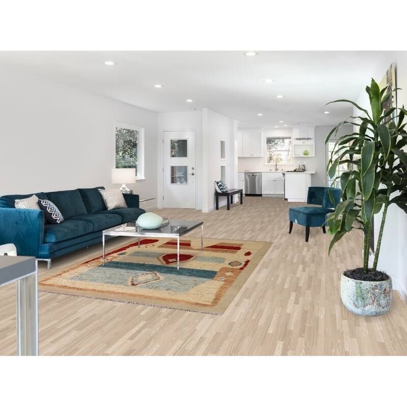 Hand Knotted Oriental 100% Wool Carpet Modern Tribal Beige & Ivories Moroccan Area Rug - 7' 10'' X 5' 7''