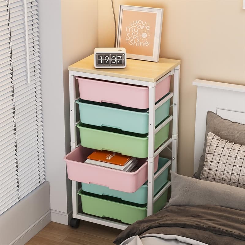 Rolling Storage Cart with 6 Drawers - 12.99"D x 16.3"W x 34.4"H