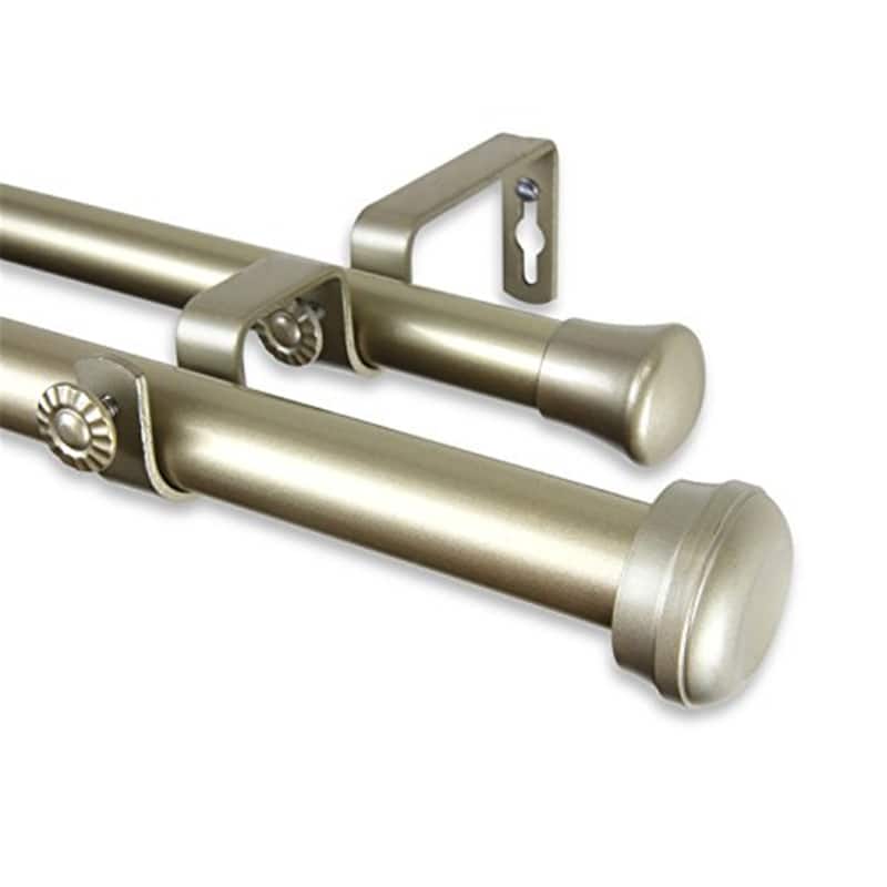 1 Inch Double Curtain Rod 66-120 Inch in Light Gold, Sturdy Adjustable Rod for Layering Sheer and Blackout Curtains - 120