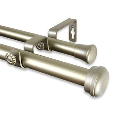 1 Inch Double Curtain Rod 66-120 Inch in Light Gold, Sturdy Adjustable Rod for Layering Sheer and Blackout Curtains - 120