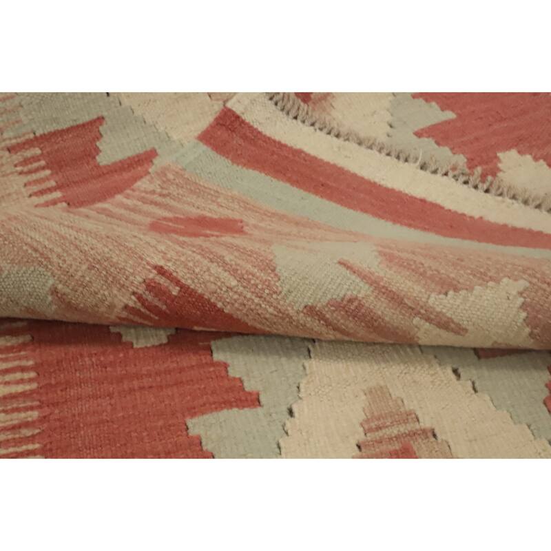 Hand Woven Oriental 100% Wool Carpet Southwestern Tribal Oranges & Rust Kilim Runner Rug - 8' 1'' X 2' 1''